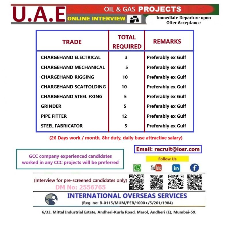Urgent Hiring for UAE