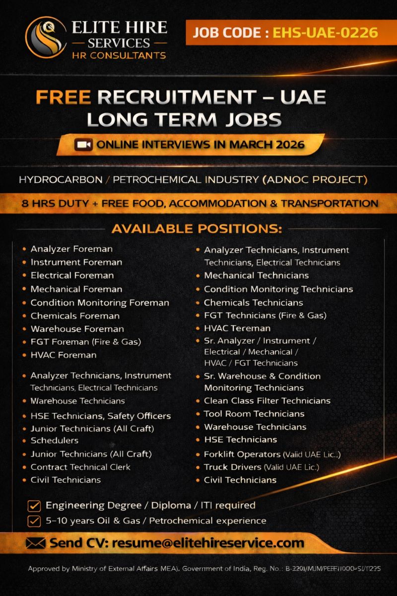 Urgent Hiring for UAE