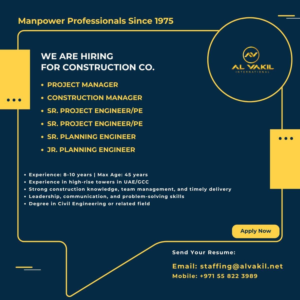 Urgent Hiring for UAE