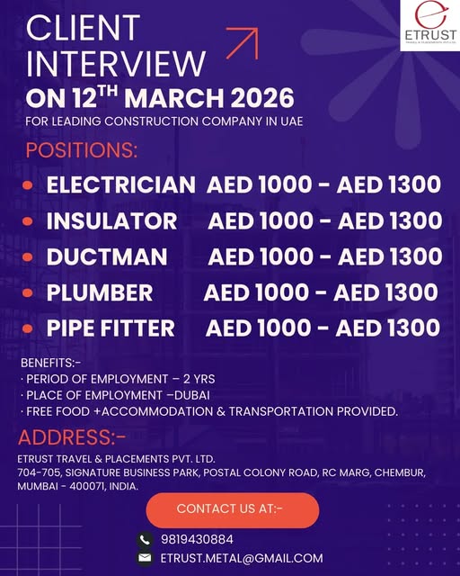 Urgent Hiring for UAE