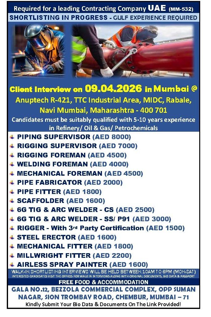 Urgent Hiring for UAE