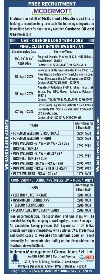 Urgent Hiring for UAE