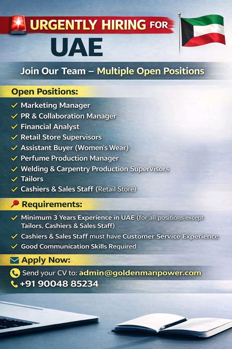 Urgent Hiring for UAE