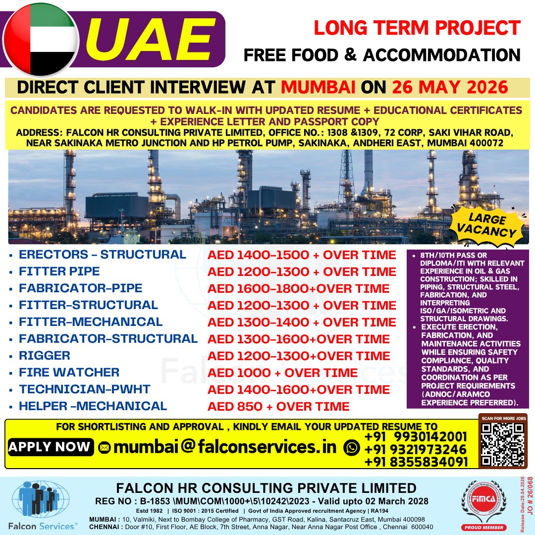 Urgent Hiring for UAE