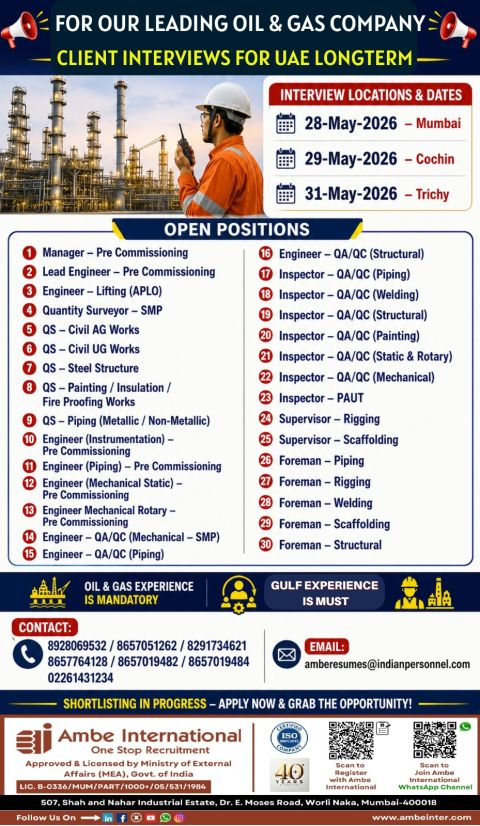 Urgent Hiring for UAE