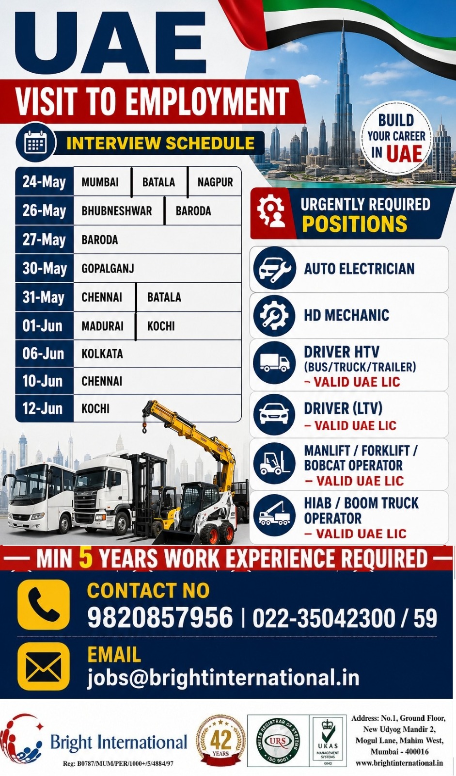 Urgent Hiring for UAE