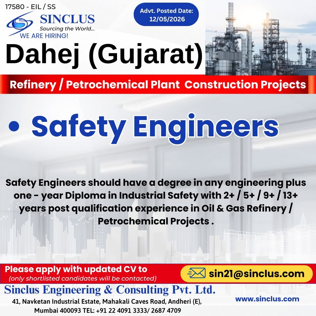 Urgent Hiring in Dahej, Gujarat