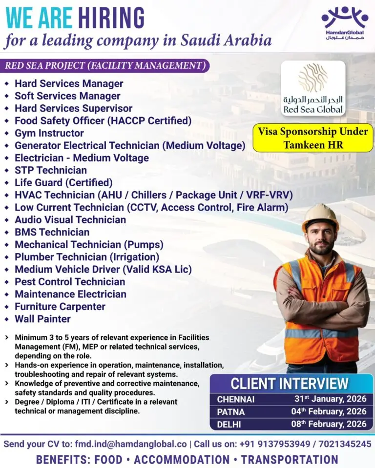 Urgent Hiring in Saudi Arabia