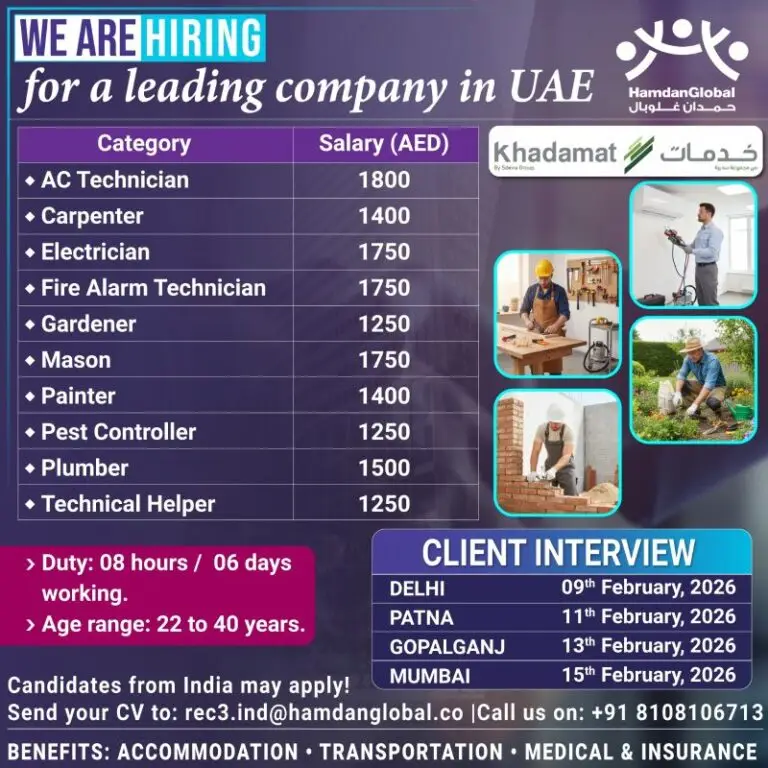 Urgent Hiring In UAE