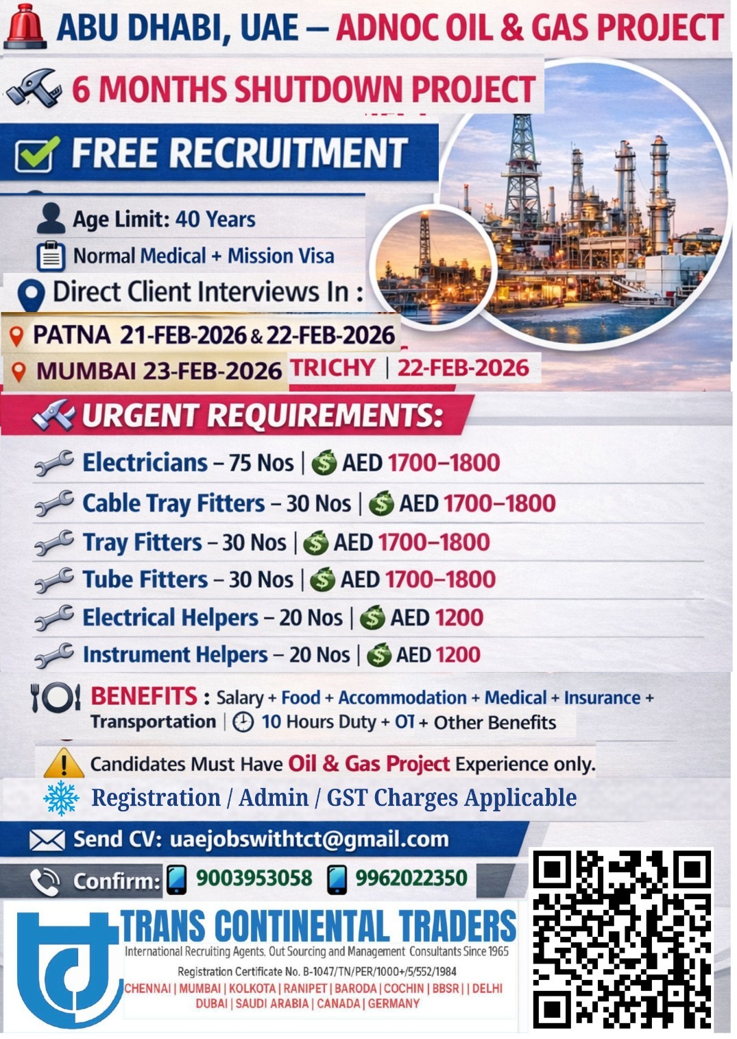 Urgent Requirement for Abu Dhabi