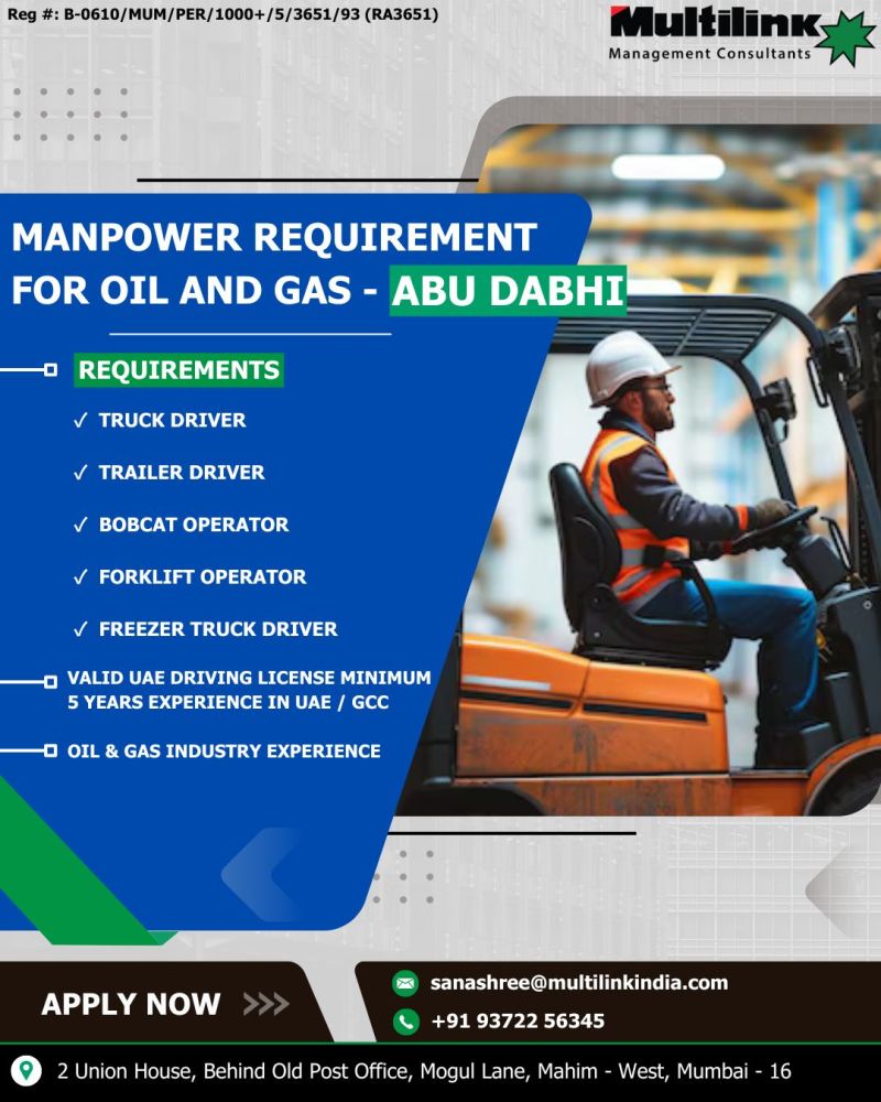 Urgent Requirement For Abu Dhabi