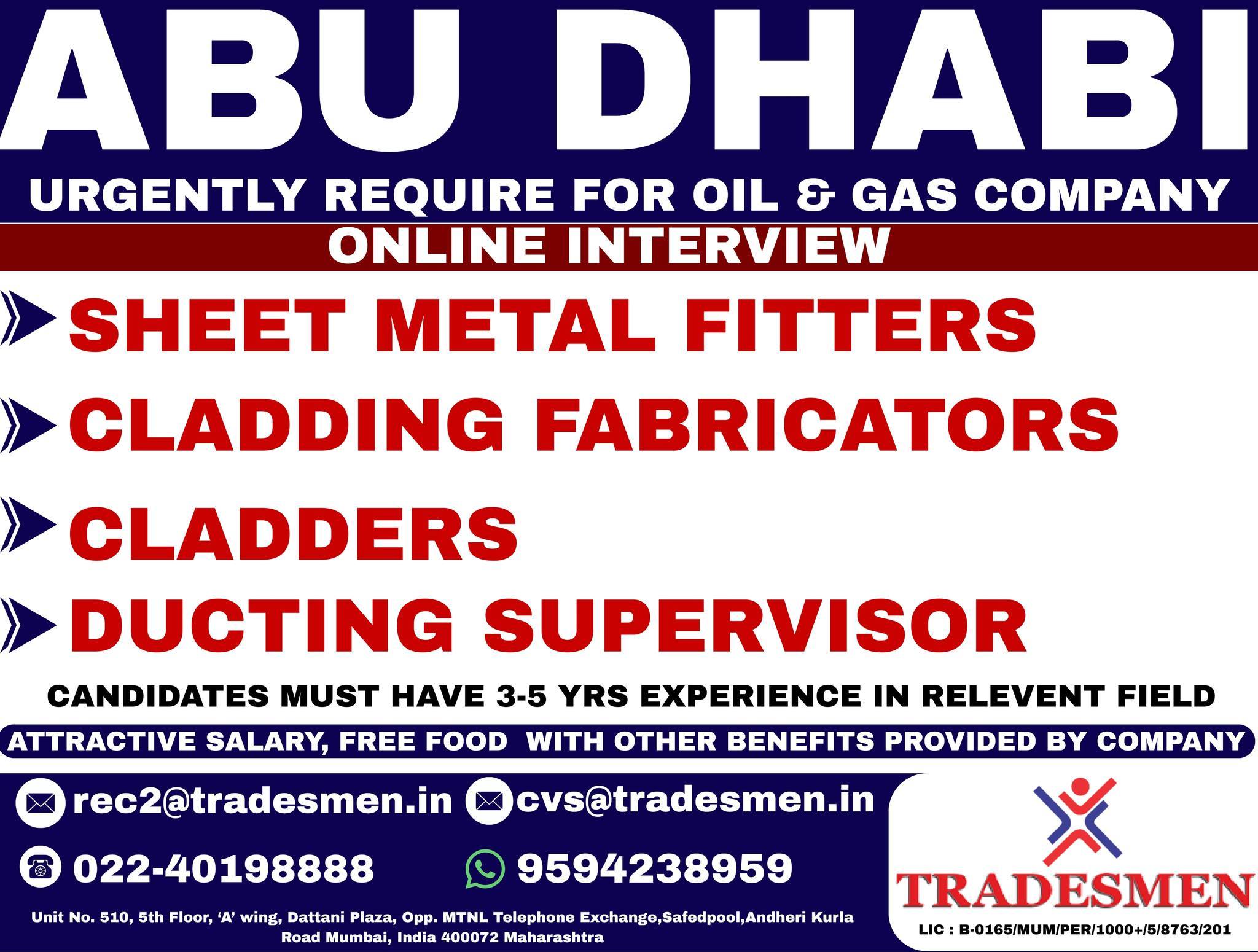 Urgent Requirement For Abu Dhabi
