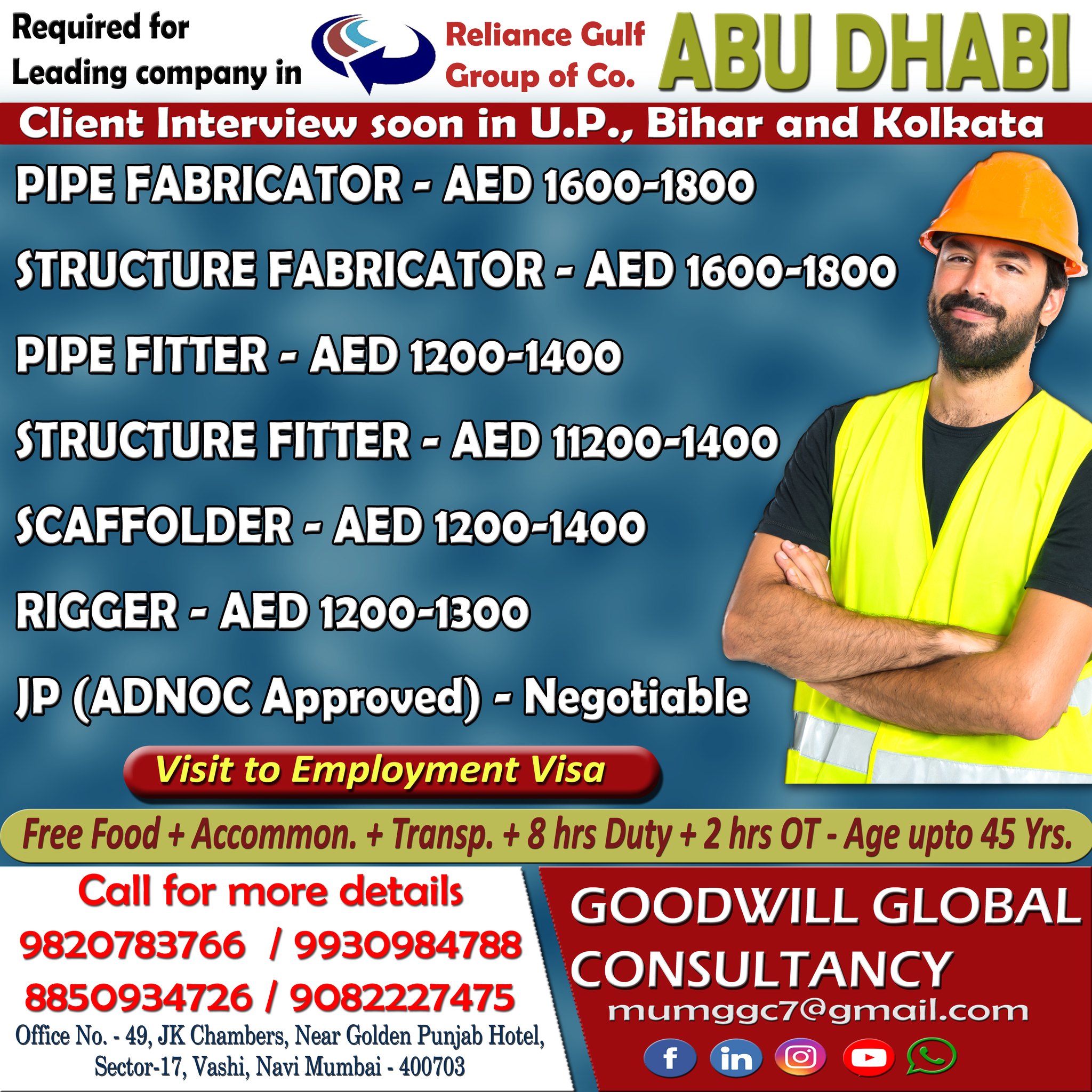 Urgent Requirement For Abu Dhabi
