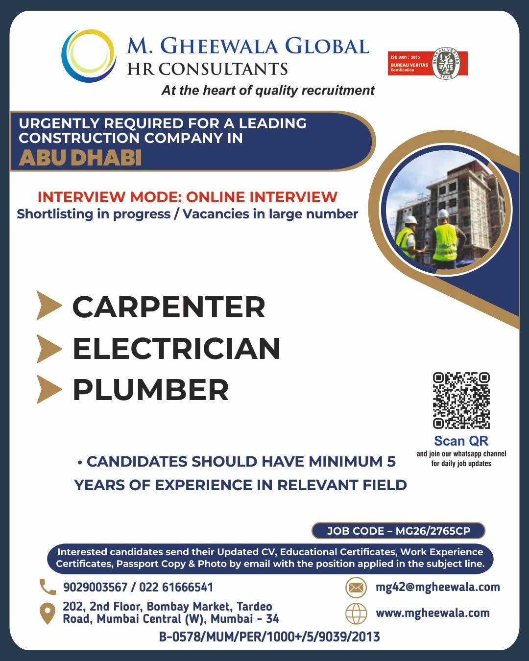 Urgent Requirement For Abu Dhabi