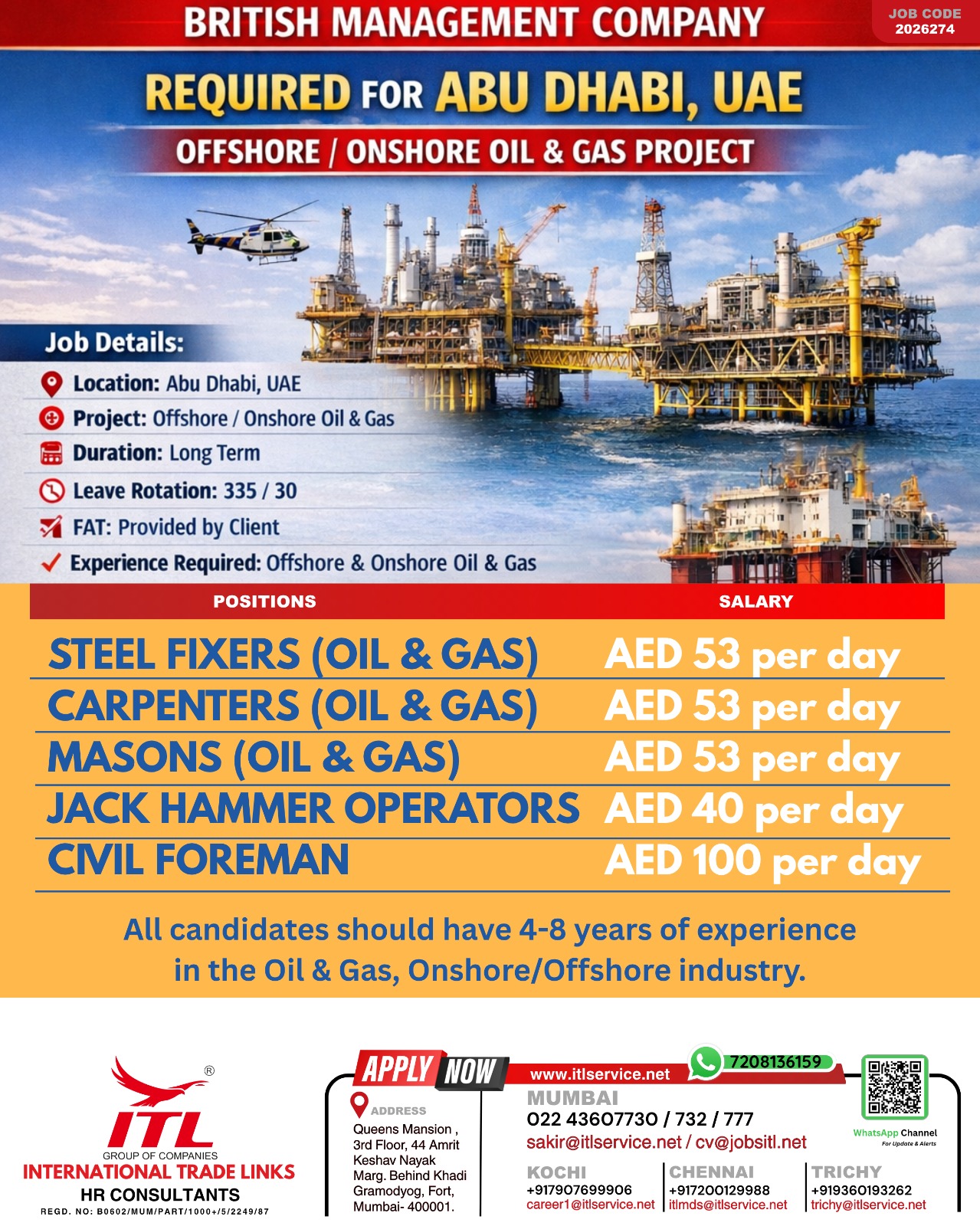 Urgent Requirement For Abu Dhabi