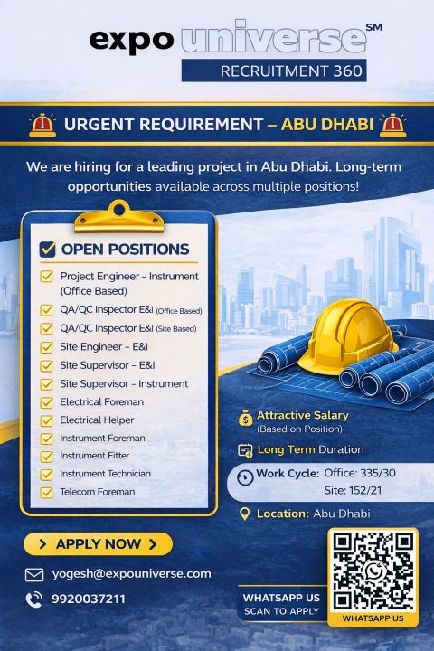 Urgent Requirement For Abu Dhabi