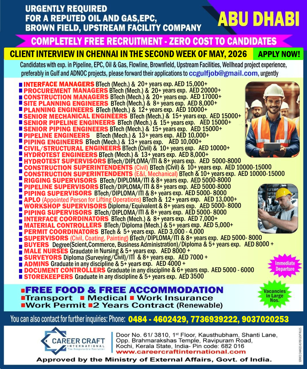 Urgent Requirement For Abu Dhabi