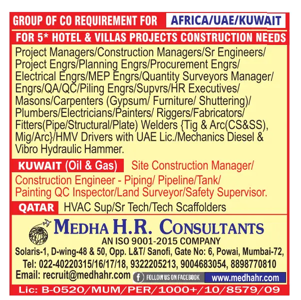 Urgent Requirement For Africa & Gulf Countries