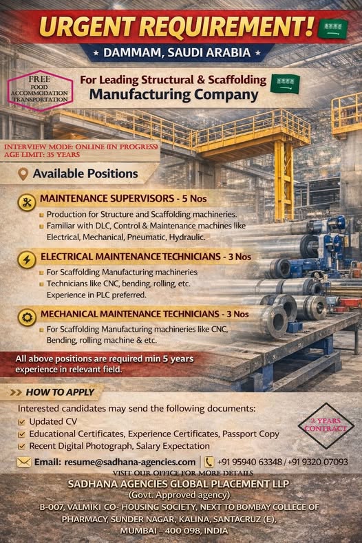 Urgent Requirement For Dammam