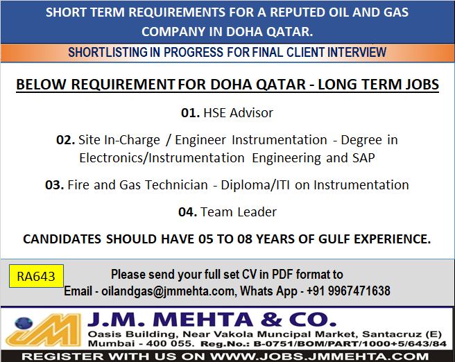 Urgent Requirement For Doha
