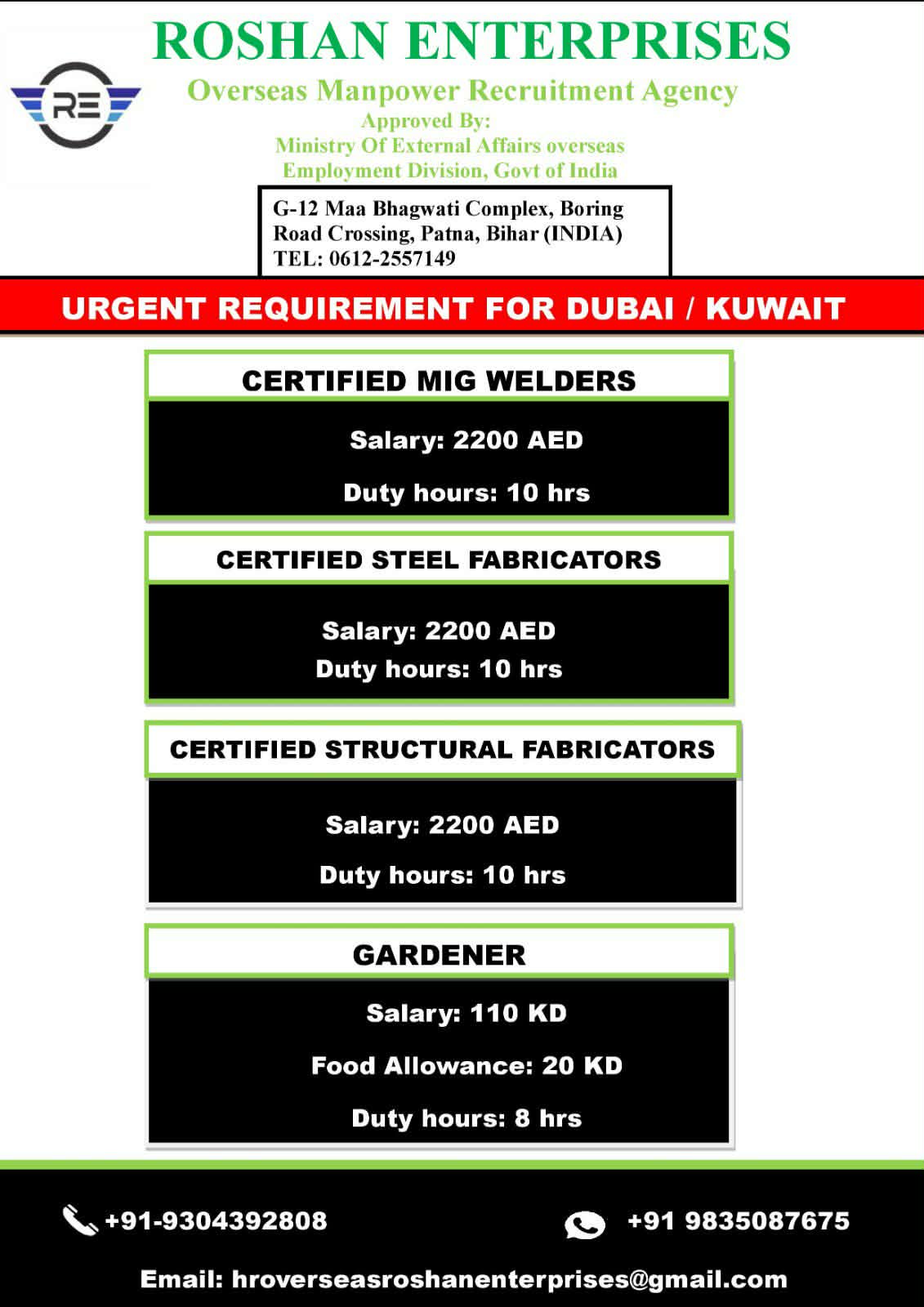 Urgent Requirement For Dubai/ Kuwait