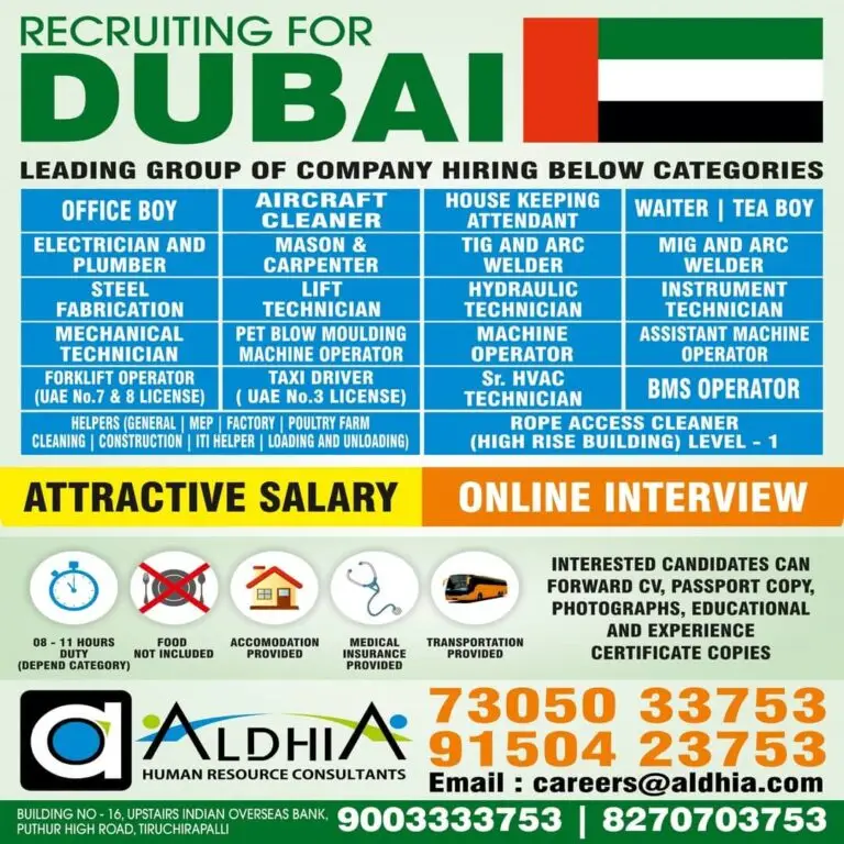 Urgent Requirement For Dubai