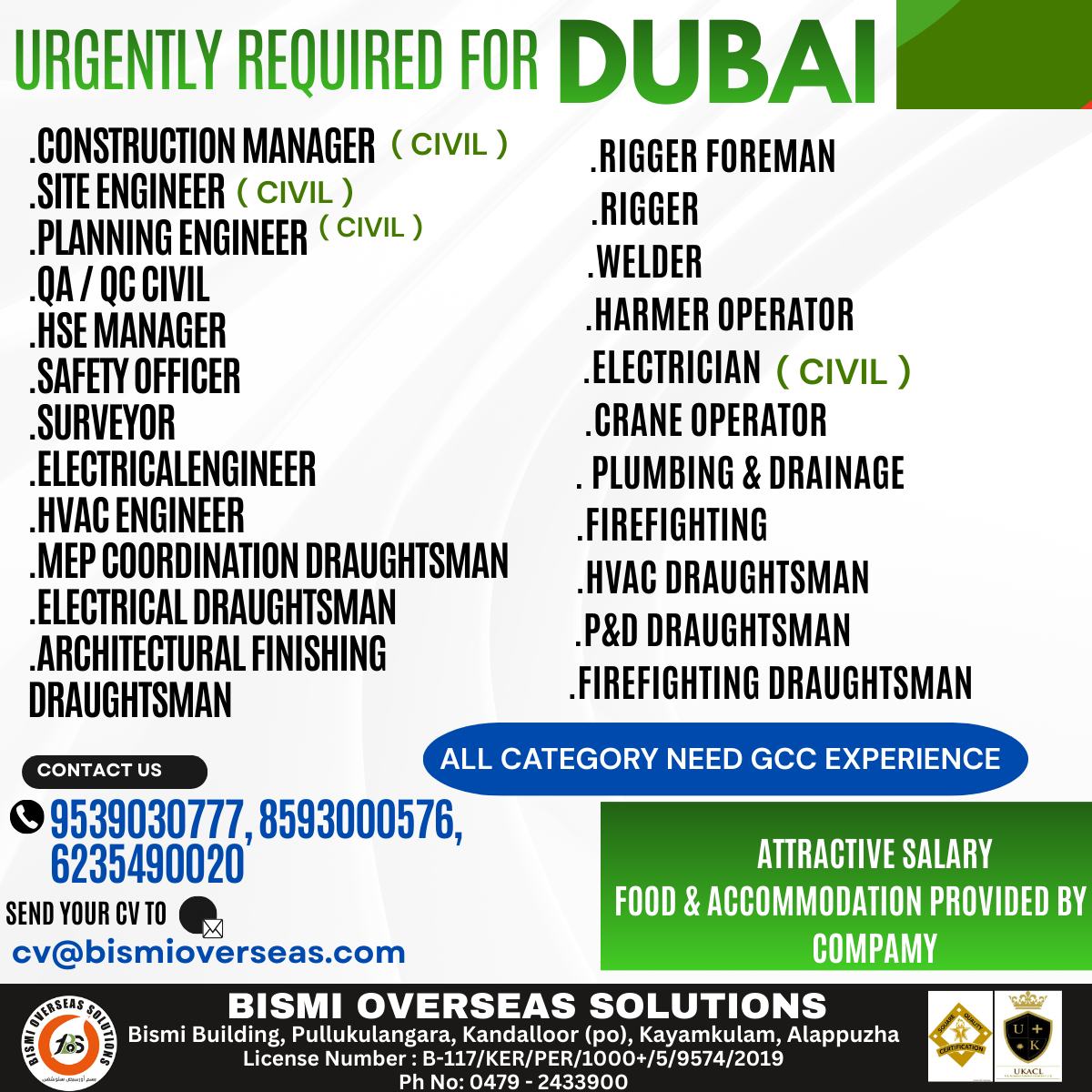 Urgent Requirement For Dubai