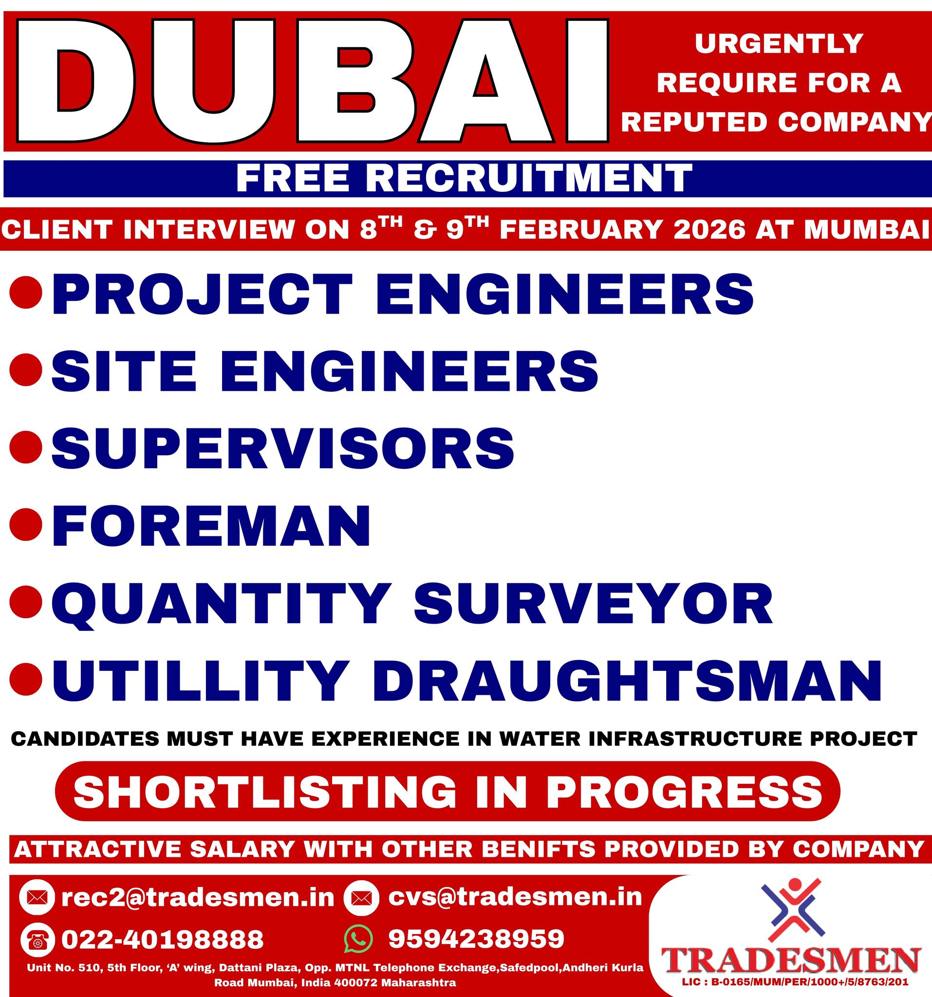 Urgent Requirement For Dubai