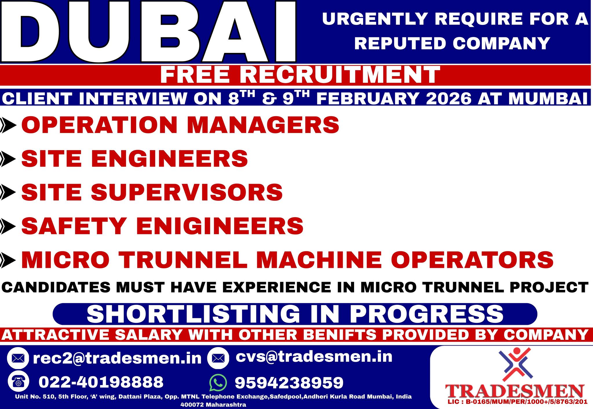 Urgent Requirement For Dubai
