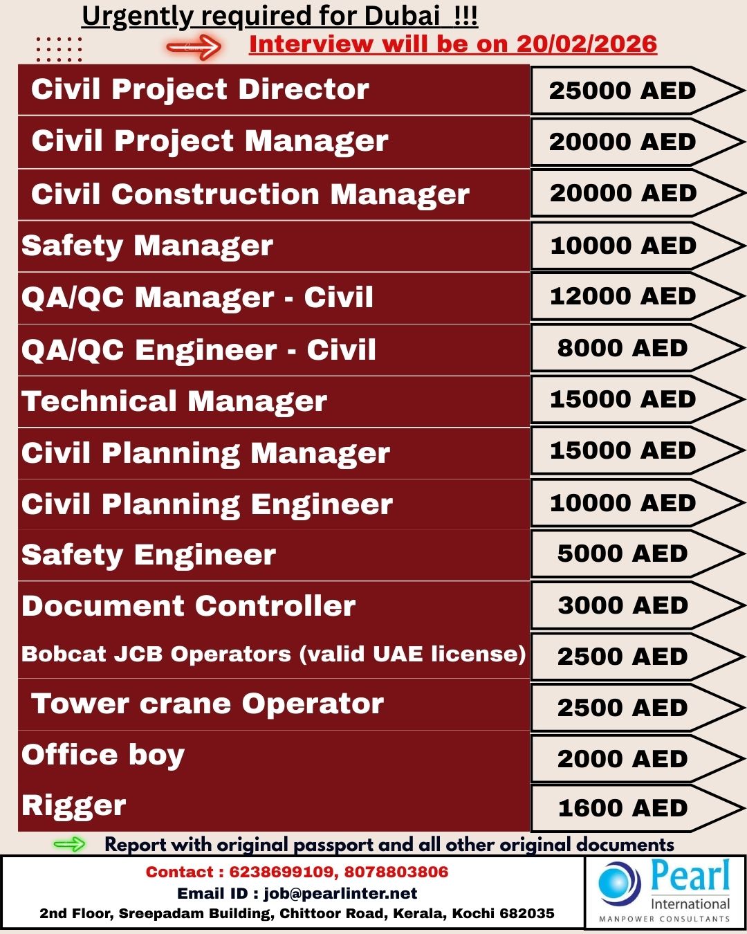 Urgent Requirement For Dubai