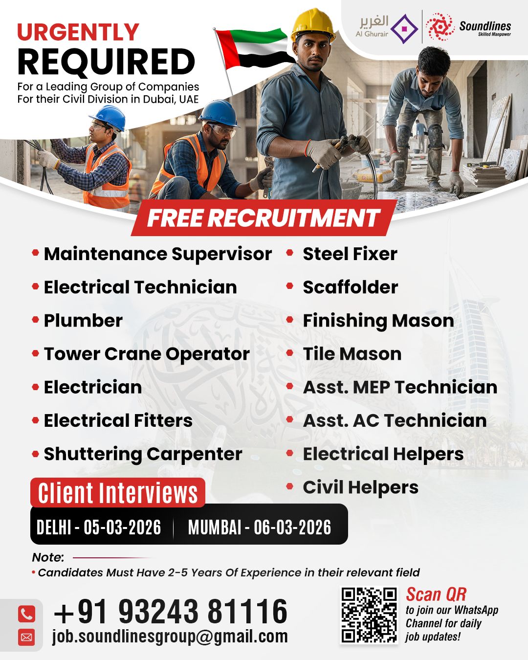 Urgent Requirement For Dubai