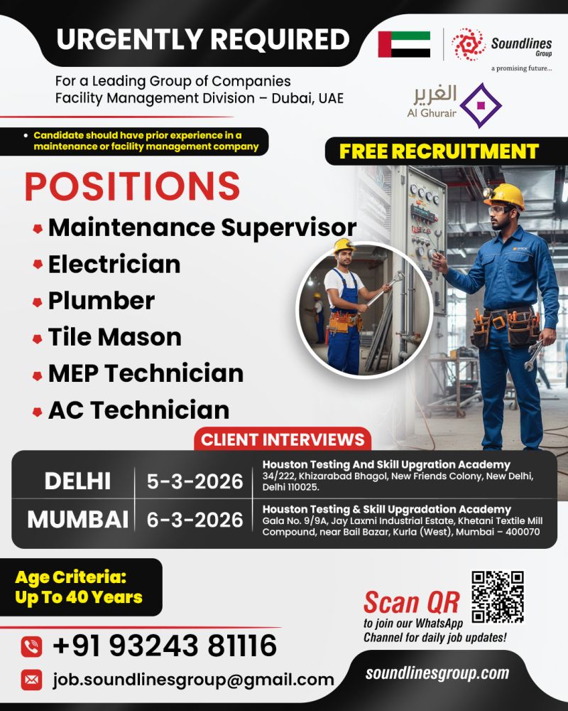 Urgent Requirement For Dubai