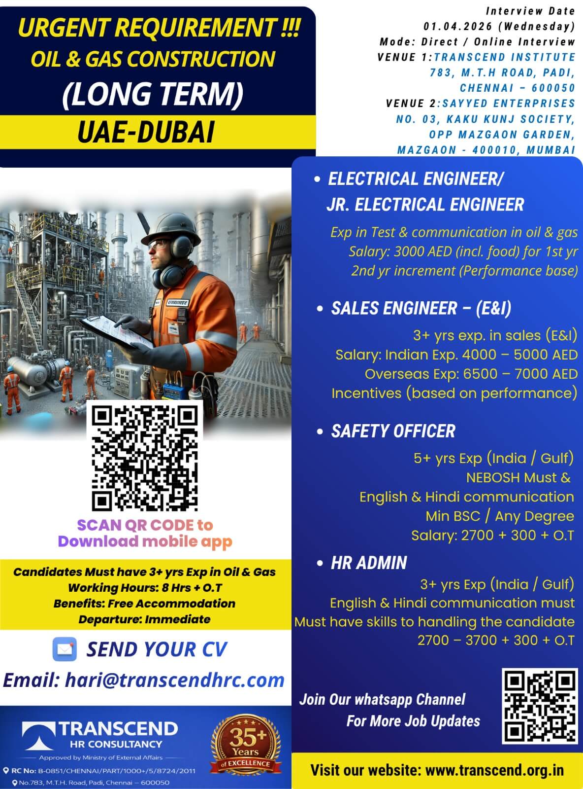 Urgent Requirement For Dubai