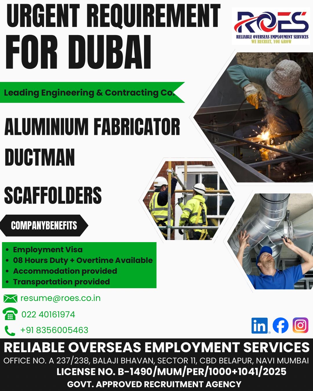 Urgent Requirement For Dubai