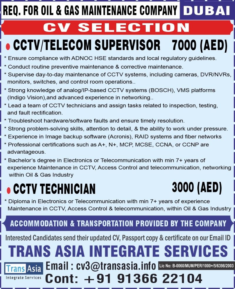 Urgent Requirement For Dubai