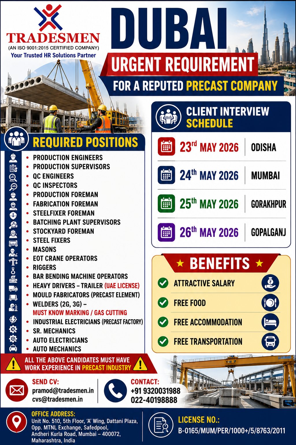 Urgent Requirement For Dubai