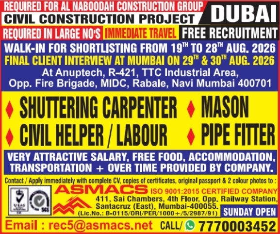 Urgent Requirement for Dubai