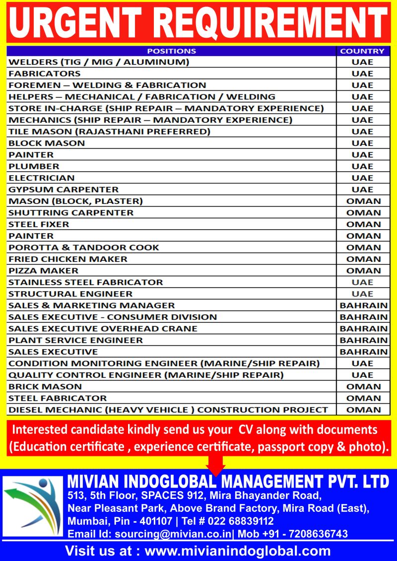 Urgent Requirement For Gulf