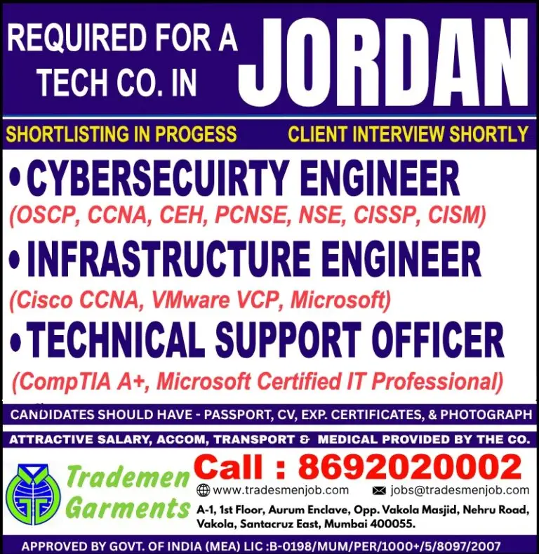 Urgent Requirement For Jordan