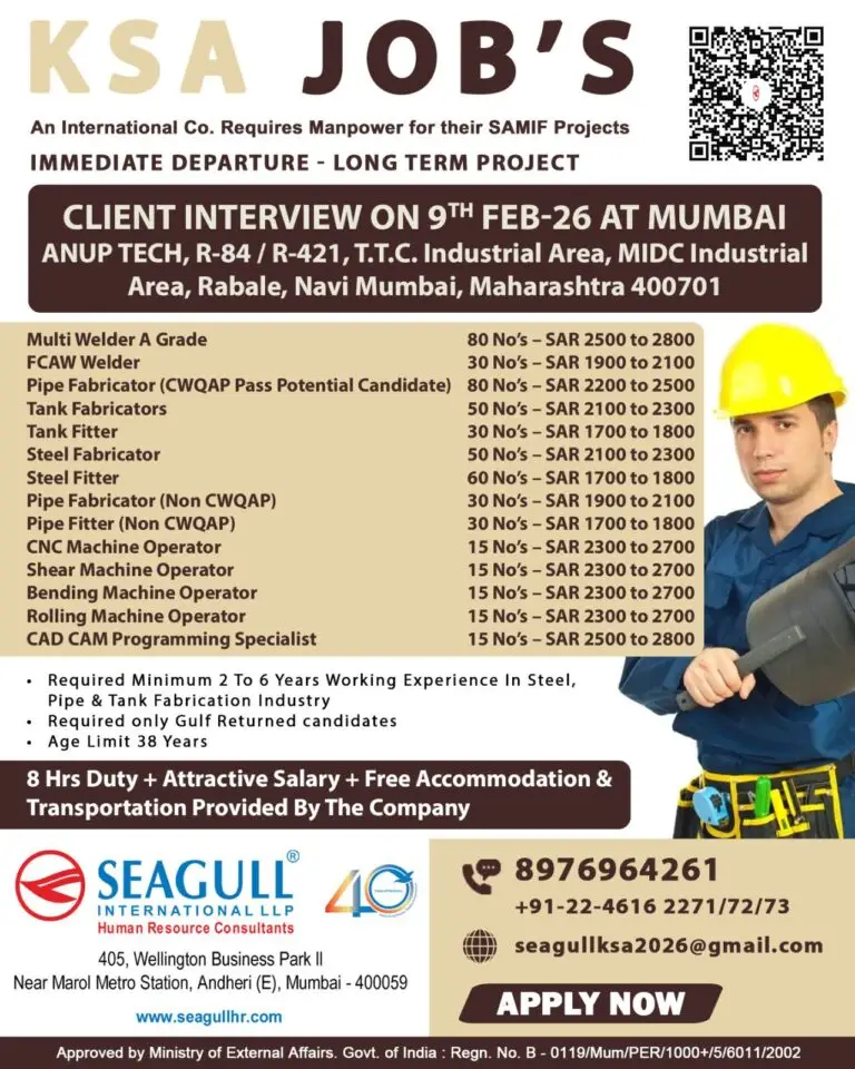 Urgent Requirement For KSA