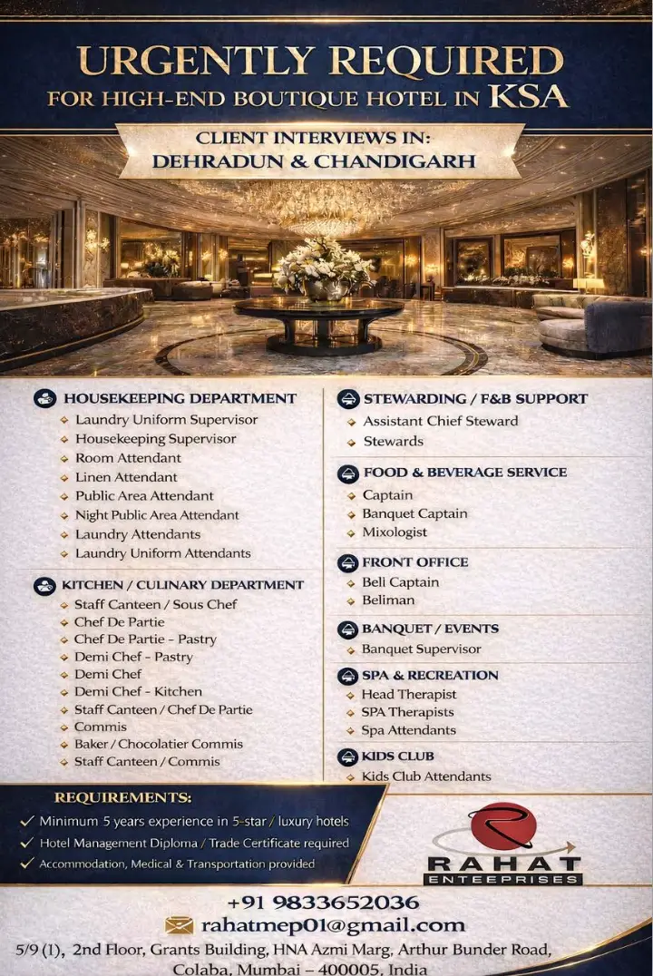 Urgent Requirement For KSA