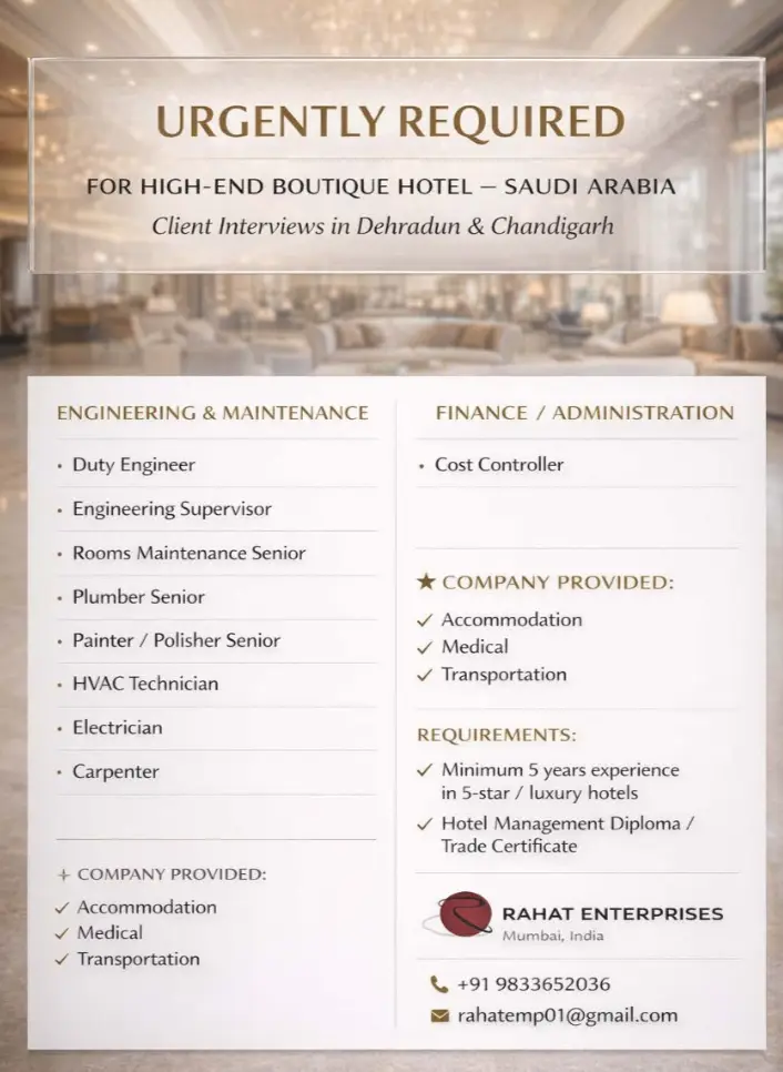 Urgent Requirement For KSA