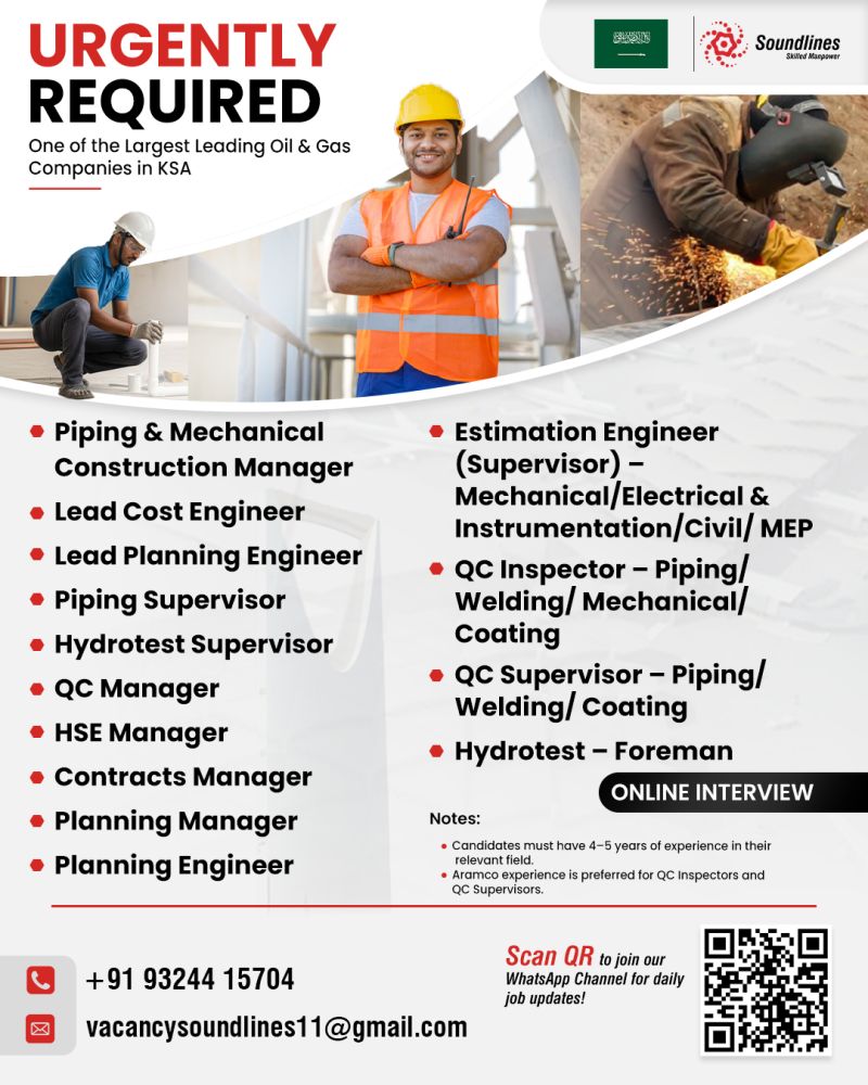 Urgent Requirement For KSA