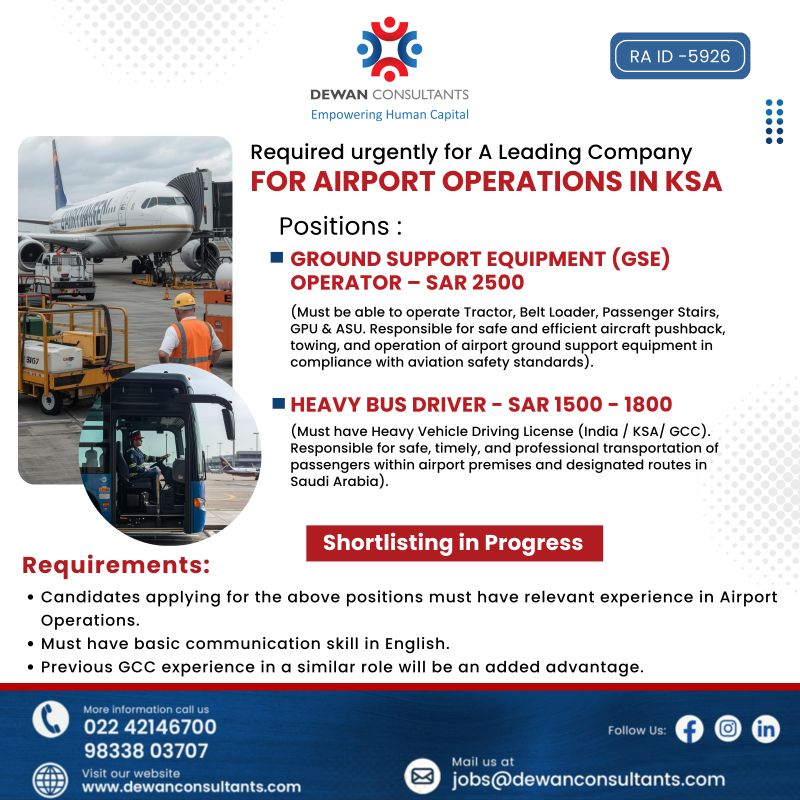 Urgent Requirement For KSA