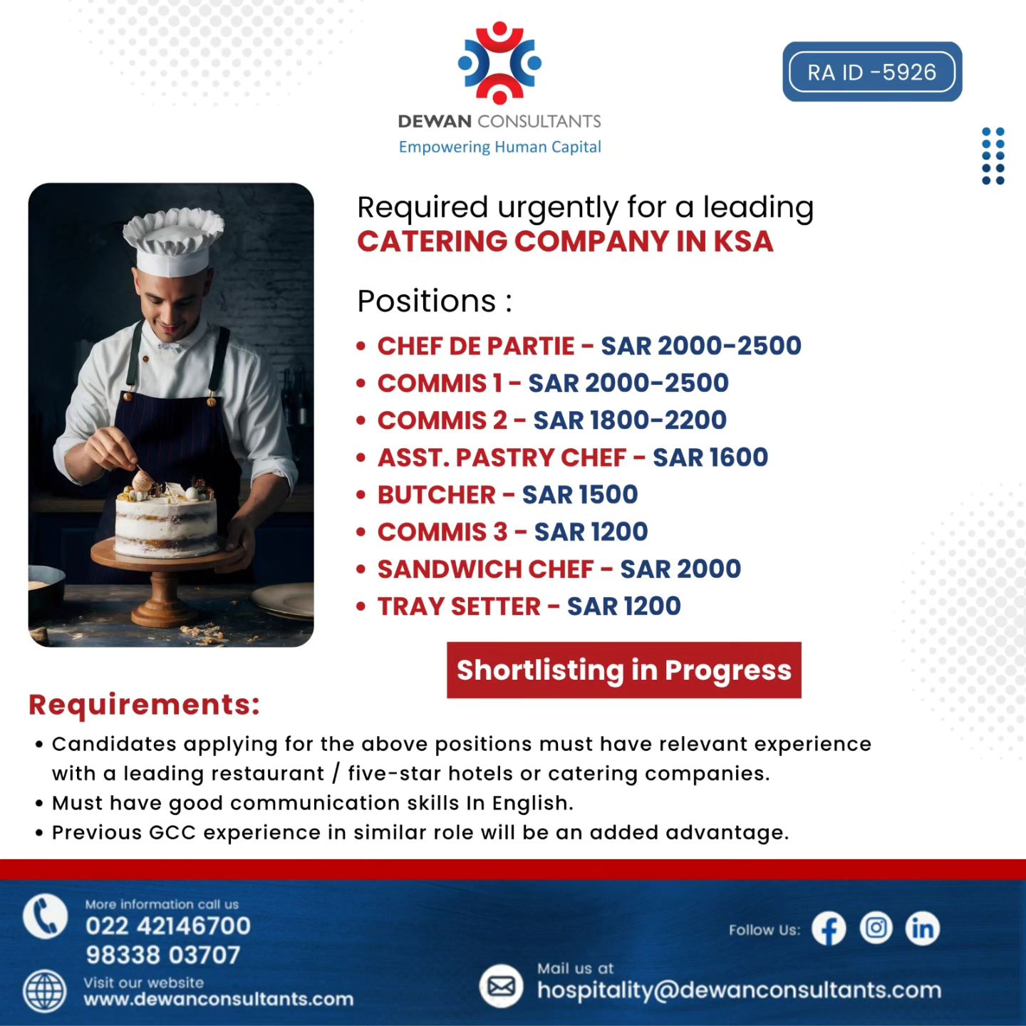 Urgent Requirement For KSA