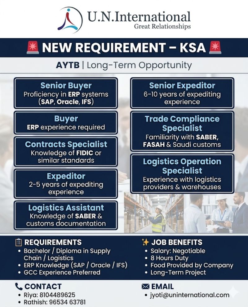 Urgent Requirement For KSA