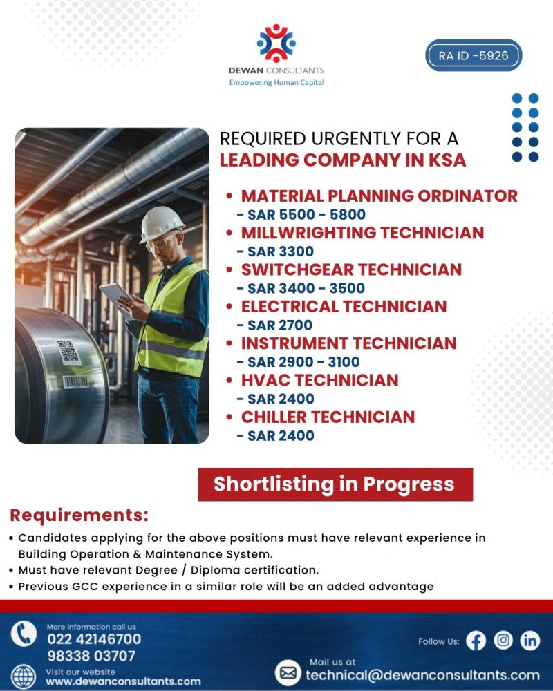 Urgent Requirement For KSA