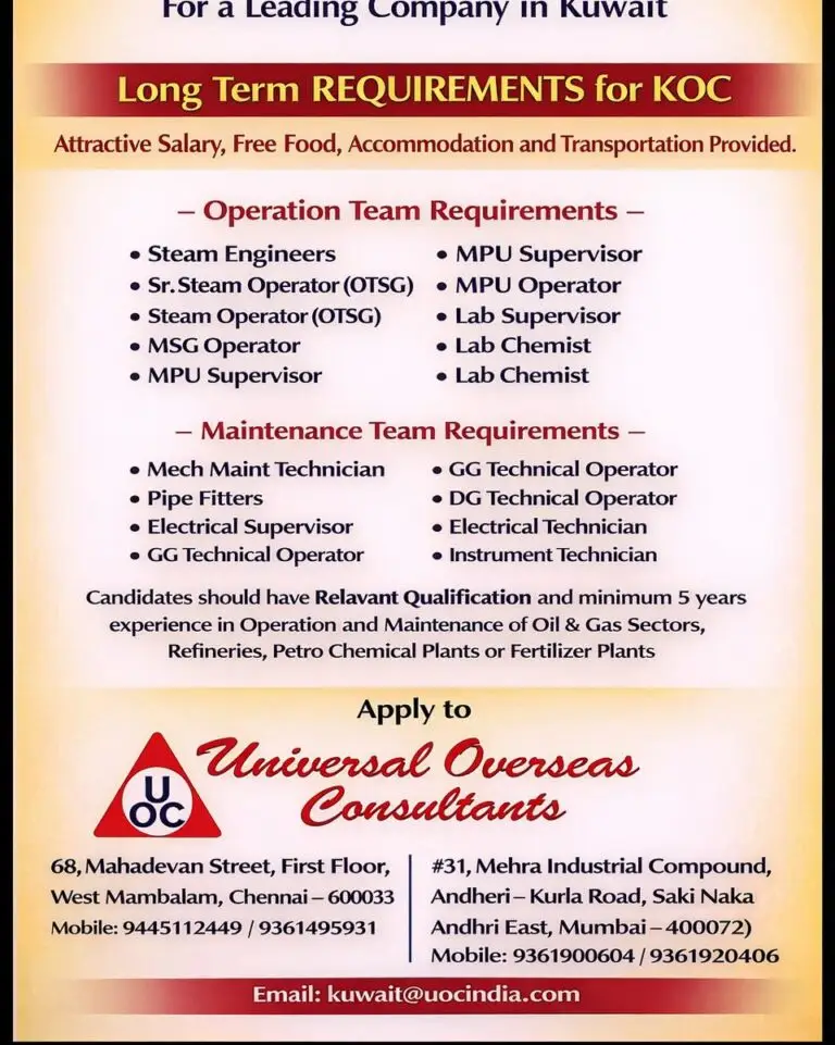 Urgent Requirement For Kuwait