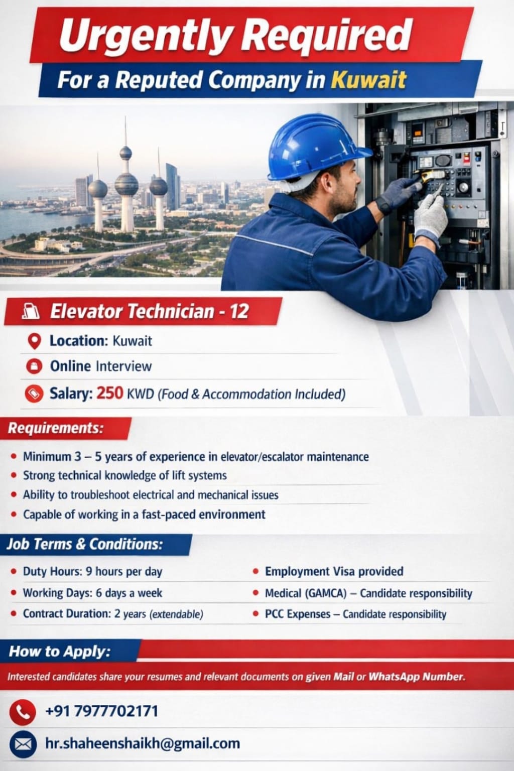 Urgent Requirement For Kuwait