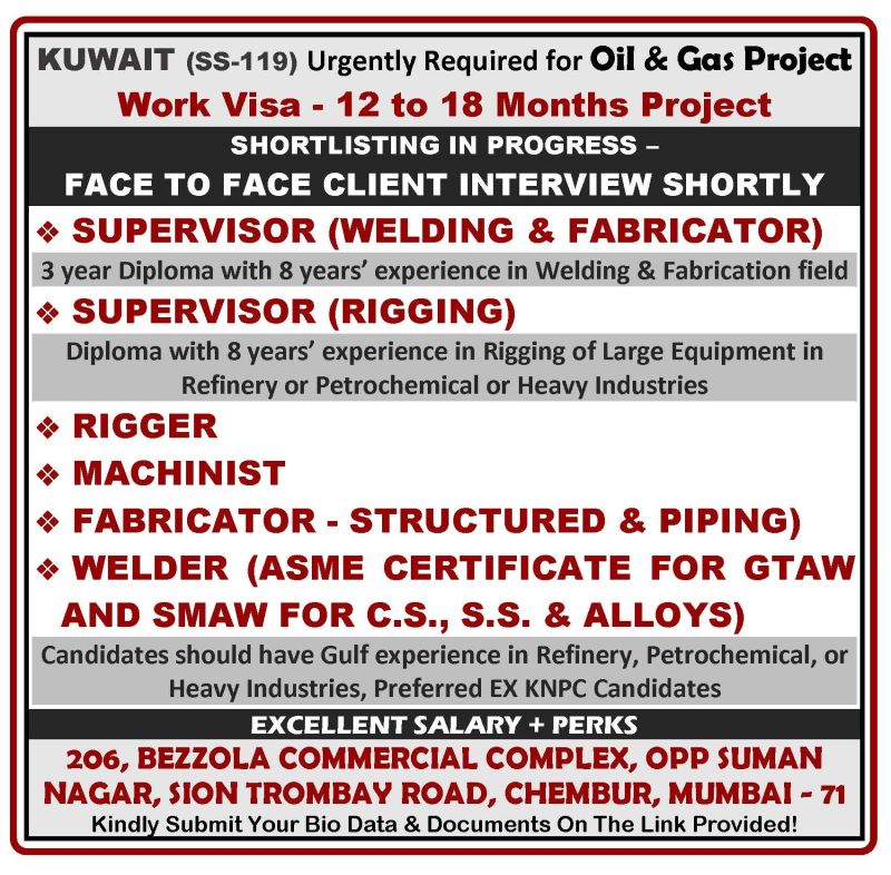 Urgent Requirement For Kuwait